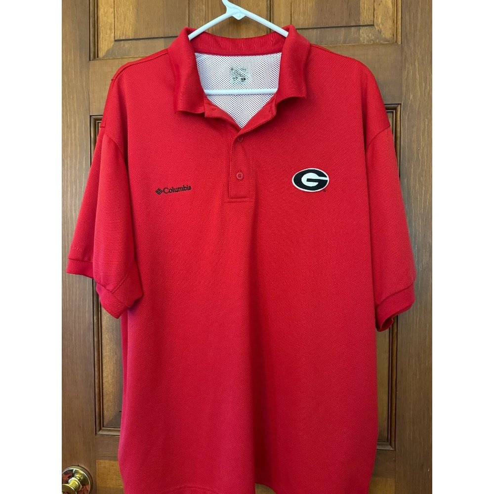 Columbia PFG Polo Shirt Men 2X Georgia‎ UGA Embroidered Logo Short Sleeve Vented